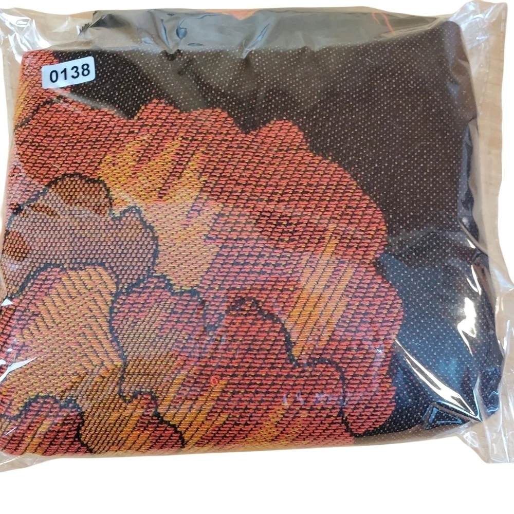 Gloria Vanderbilt Orange and Black Women's Scarf. Floral Design. 50x50. L0138